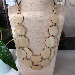 Artisanal Tagua nut Necklace Set, Earrings, IVORY, handmade in Ecuador
